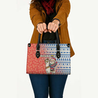 Ecuador Christmas Leather Bag with Santa Riding Llama Traditional Patterns and Rose Design - Wonder Print Shop