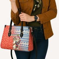 Ecuador Christmas Leather Bag with Santa Riding Llama Traditional Patterns and Rose Design - Wonder Print Shop
