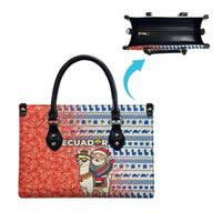 Ecuador Christmas Leather Bag with Santa Riding Llama Traditional Patterns and Rose Design - Wonder Print Shop