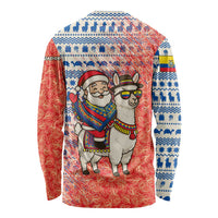Ecuador Christmas Long Sleeve Shirt with Santa Riding Llama Traditional Patterns and Rose Design - Wonder Print Shop