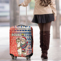 Ecuador Christmas Luggage Cover with Santa Riding Llama Traditional Patterns and Rose Design - Wonder Print Shop