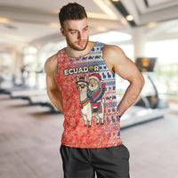 Ecuador Christmas Men Tank Top with Santa Riding Llama Traditional Patterns and Rose Design - Wonder Print Shop