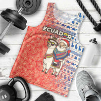 Ecuador Christmas Men Tank Top with Santa Riding Llama Traditional Patterns and Rose Design - Wonder Print Shop