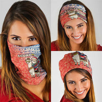 Ecuador Christmas Neck Gaiter with Santa Riding Llama Traditional Patterns and Rose Design - Wonder Print Shop