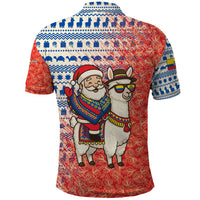 Ecuador Christmas Polo Shirt with Santa Riding Llama Traditional Patterns and Rose Design - Wonder Print Shop