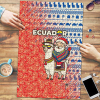 Ecuador Christmas Puzzle with Santa Riding Llama Traditional Patterns and Rose Design - Wonder Print Shop
