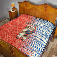Ecuador Christmas Quilt with Santa Riding Llama Traditional Patterns and Rose Design - Wonder Print Shop