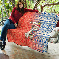 Ecuador Christmas Quilt with Santa Riding Llama Traditional Patterns and Rose Design - Wonder Print Shop