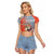 Ecuador Christmas Raglan Cropped T Shirt with Santa Riding Llama Traditional Patterns and Rose Design - Wonder Print Shop