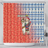 Ecuador Christmas Shower Curtain with Santa Riding Llama Traditional Patterns and Rose Design - Wonder Print Shop