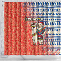 Ecuador Christmas Shower Curtain with Santa Riding Llama Traditional Patterns and Rose Design - Wonder Print Shop