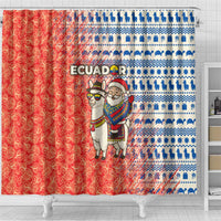 Ecuador Christmas Shower Curtain with Santa Riding Llama Traditional Patterns and Rose Design - Wonder Print Shop