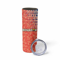 Ecuador Christmas Skinny Tumbler with Santa Riding Llama Traditional Patterns and Rose Design - Wonder Print Shop