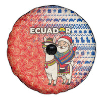 Ecuador Christmas Spare Tire Cover with Santa Riding Llama Traditional Patterns and Rose Design - Wonder Print Shop