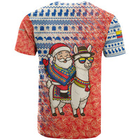 Ecuador Christmas T Shirt with Santa Riding Llama Traditional Patterns and Rose Design - Wonder Print Shop