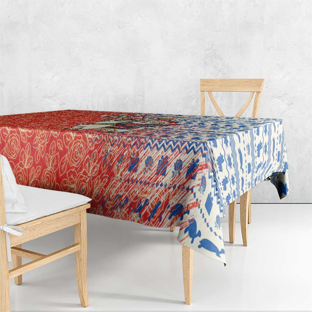 Ecuador Christmas Tablecloth with Santa Riding Llama Traditional Patterns and Rose Design - Wonder Print Shop