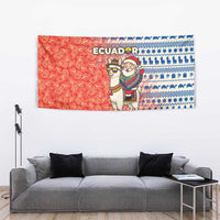 Ecuador Christmas Tapestry with Santa Riding Llama Traditional Patterns and Rose Design - Wonder Print Shop