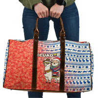 Ecuador Christmas Travel Bag with Santa Riding Llama Traditional Patterns and Rose Design - Wonder Print Shop