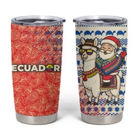 Ecuador Christmas Tumbler Cup with Santa Riding Llama Traditional Patterns and Rose Design - Wonder Print Shop