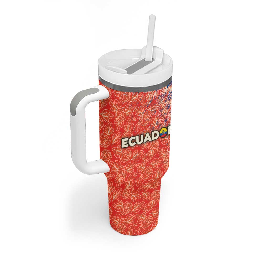 Ecuador Christmas Tumbler With Handle with Santa Riding Llama Traditional Patterns and Rose Design - Wonder Print Shop
