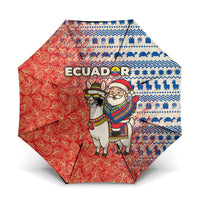 Ecuador Christmas Umbrella with Santa Riding Llama Traditional Patterns and Rose Design - Wonder Print Shop