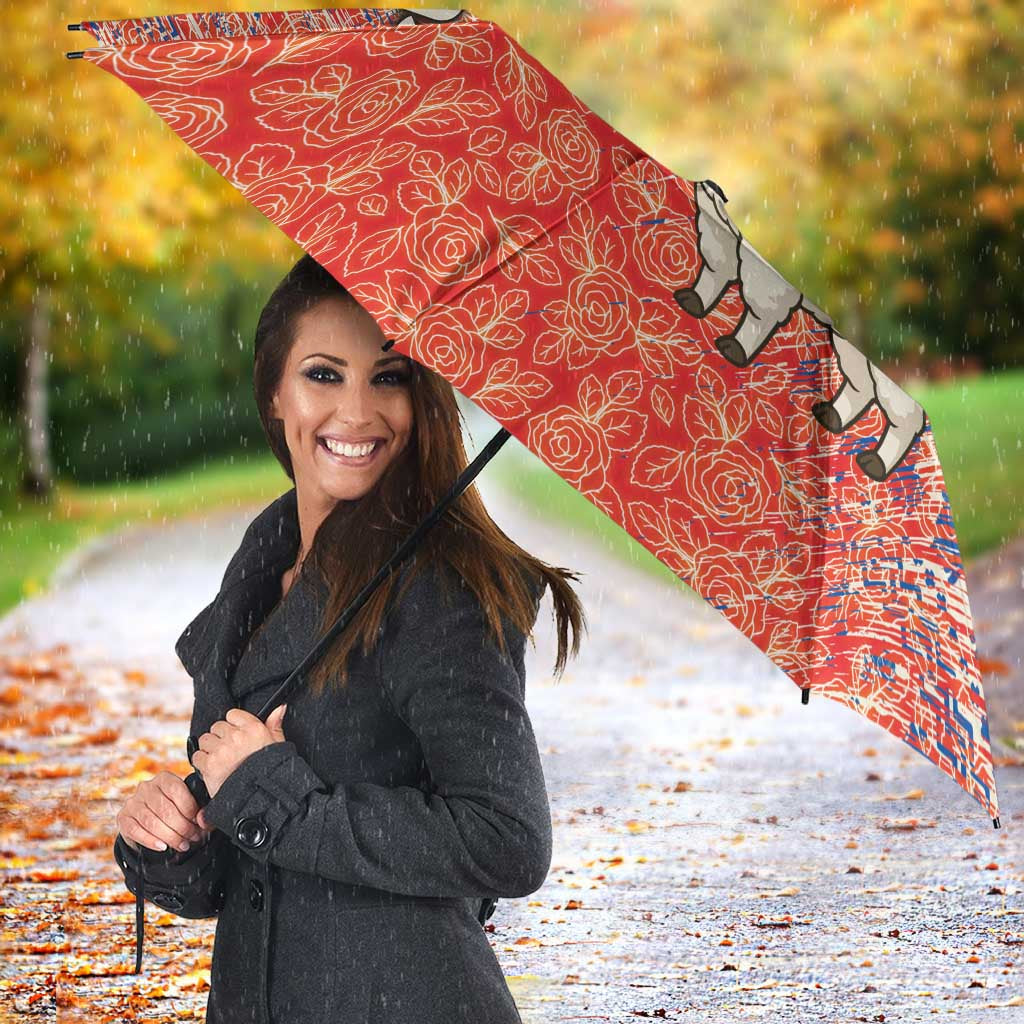 Ecuador Christmas Umbrella with Santa Riding Llama Traditional Patterns and Rose Design - Wonder Print Shop