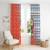 Ecuador Christmas Window Curtain with Santa Riding Llama Traditional Patterns and Rose Design - Wonder Print Shop