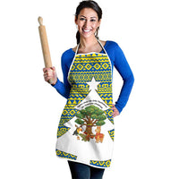 Ecuador Christmas Apron with Ceibo Tree Llama Toucan and Traditional Yellow Blue Pattern Design - Wonder Print Shop