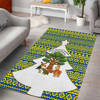 Ecuador Christmas Area Rug with Ceibo Tree Llama Toucan and Traditional Yellow Blue Pattern Design - Wonder Print Shop