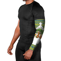 Ecuador Christmas Arm Sleeves with Ceibo Tree Llama Toucan and Traditional Yellow Blue Pattern Design - Wonder Print Shop