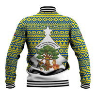 Ecuador Christmas Baseball Jacket with Ceibo Tree Llama Toucan and Traditional Yellow Blue Pattern Design - Wonder Print Shop