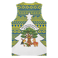 Ecuador Christmas Basketball Jersey with Ceibo Tree Llama Toucan and Traditional Yellow Blue Pattern Design - Wonder Print Shop