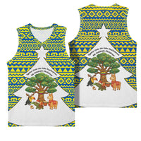 Ecuador Christmas Basketball Jersey with Ceibo Tree Llama Toucan and Traditional Yellow Blue Pattern Design - Wonder Print Shop