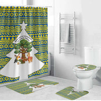 Ecuador Christmas Bathroom Set with Ceibo Tree Llama Toucan and Traditional Yellow Blue Pattern Design - Wonder Print Shop