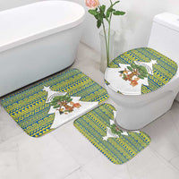 Ecuador Christmas Bathroom Set with Ceibo Tree Llama Toucan and Traditional Yellow Blue Pattern Design - Wonder Print Shop