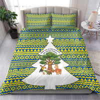 Ecuador Christmas Bedding Set with Ceibo Tree Llama Toucan and Traditional Yellow Blue Pattern Design - Wonder Print Shop