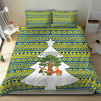 Ecuador Christmas Bedding Set with Ceibo Tree Llama Toucan and Traditional Yellow Blue Pattern Design - Wonder Print Shop