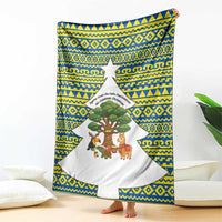 Ecuador Christmas Blanket with Ceibo Tree Llama Toucan and Traditional Yellow Blue Pattern Design - Wonder Print Shop