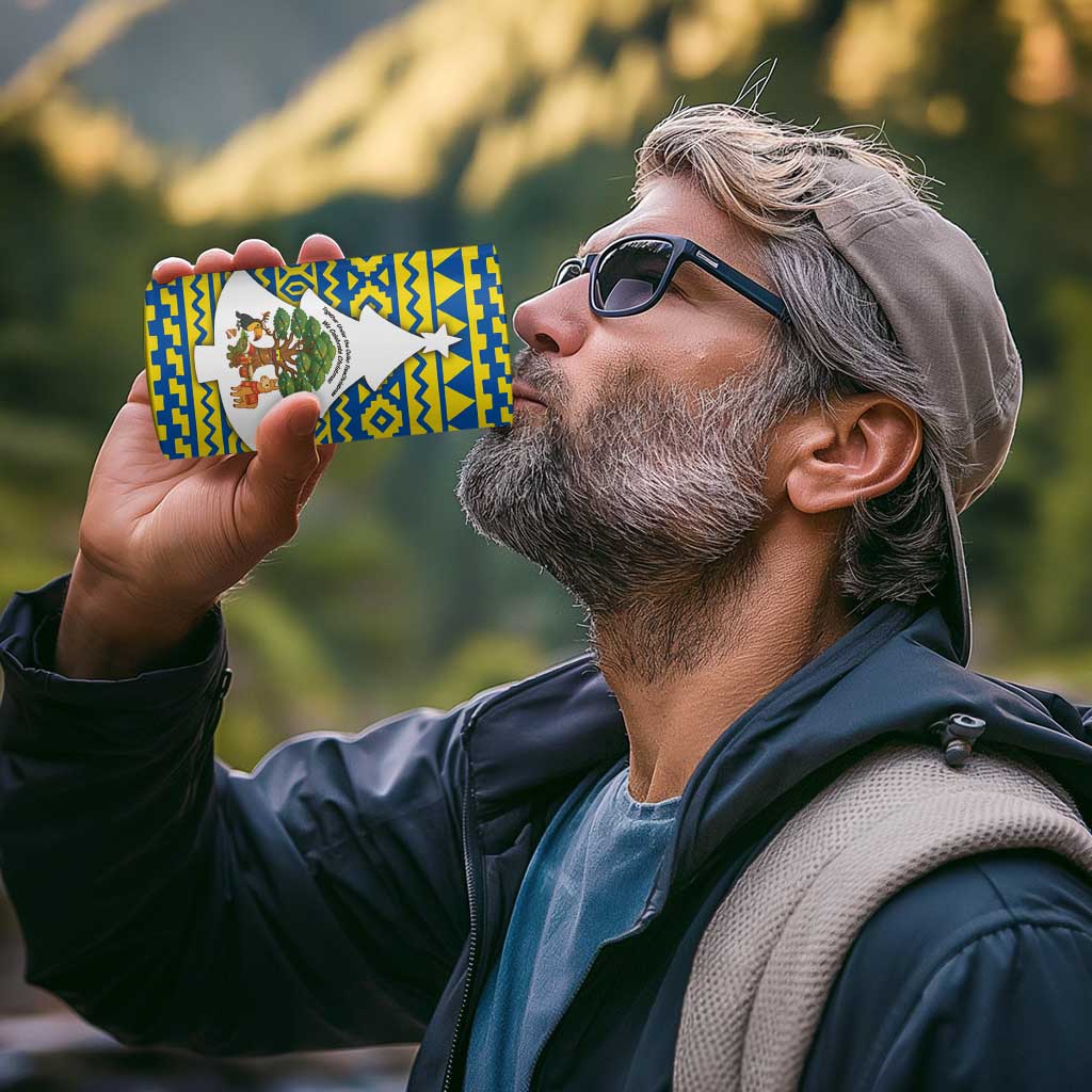 Ecuador Christmas 4 in 1 Can Cooler Tumbler with Ceibo Tree Llama Toucan and Traditional Yellow Blue Pattern Design - Wonder Print Shop