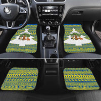 Ecuador Christmas Car Mats with Ceibo Tree Llama Toucan and Traditional Yellow Blue Pattern Design - Wonder Print Shop