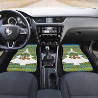 Ecuador Christmas Car Mats with Ceibo Tree Llama Toucan and Traditional Yellow Blue Pattern Design - Wonder Print Shop