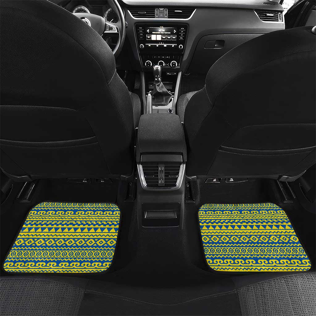 Ecuador Christmas Car Mats with Ceibo Tree Llama Toucan and Traditional Yellow Blue Pattern Design - Wonder Print Shop