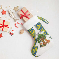 Ecuador Christmas Stocking with Ceibo Tree Llama Toucan and Traditional Yellow Blue Pattern Design - Wonder Print Shop