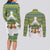 Ecuador Christmas Couples Matching Long Sleeve Bodycon Dress and Long Sleeve Button Shirt with Ceibo Tree Llama Toucan and Traditional Yellow Blue Pattern Design - Wonder Print Shop
