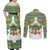 Ecuador Christmas Couples Matching Off Shoulder Maxi Dress and Long Sleeve Button Shirt with Ceibo Tree Llama Toucan and Traditional Yellow Blue Pattern Design - Wonder Print Shop