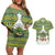 Ecuador Christmas Couples Matching Off Shoulder Short Dress and Hawaiian Shirt with Ceibo Tree Llama Toucan and Traditional Yellow Blue Pattern Design - Wonder Print Shop