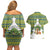 Ecuador Christmas Couples Matching Off Shoulder Short Dress and Hawaiian Shirt with Ceibo Tree Llama Toucan and Traditional Yellow Blue Pattern Design - Wonder Print Shop