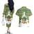 Ecuador Christmas Couples Matching Off The Shoulder Long Sleeve Dress and Hawaiian Shirt with Ceibo Tree Llama Toucan and Traditional Yellow Blue Pattern Design - Wonder Print Shop