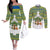 Ecuador Christmas Couples Matching Off The Shoulder Long Sleeve Dress and Long Sleeve Button Shirt with Ceibo Tree Llama Toucan and Traditional Yellow Blue Pattern Design - Wonder Print Shop