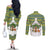 Ecuador Christmas Couples Matching Off The Shoulder Long Sleeve Dress and Long Sleeve Button Shirt with Ceibo Tree Llama Toucan and Traditional Yellow Blue Pattern Design - Wonder Print Shop